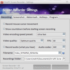 ChrisPC Screen Recorder 3.0.0.3 With Crack Full Version [Latest]